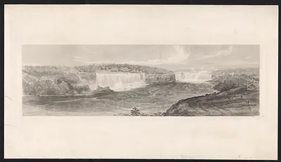 Niagara Falls, panoramic engraved view from the Canadian side