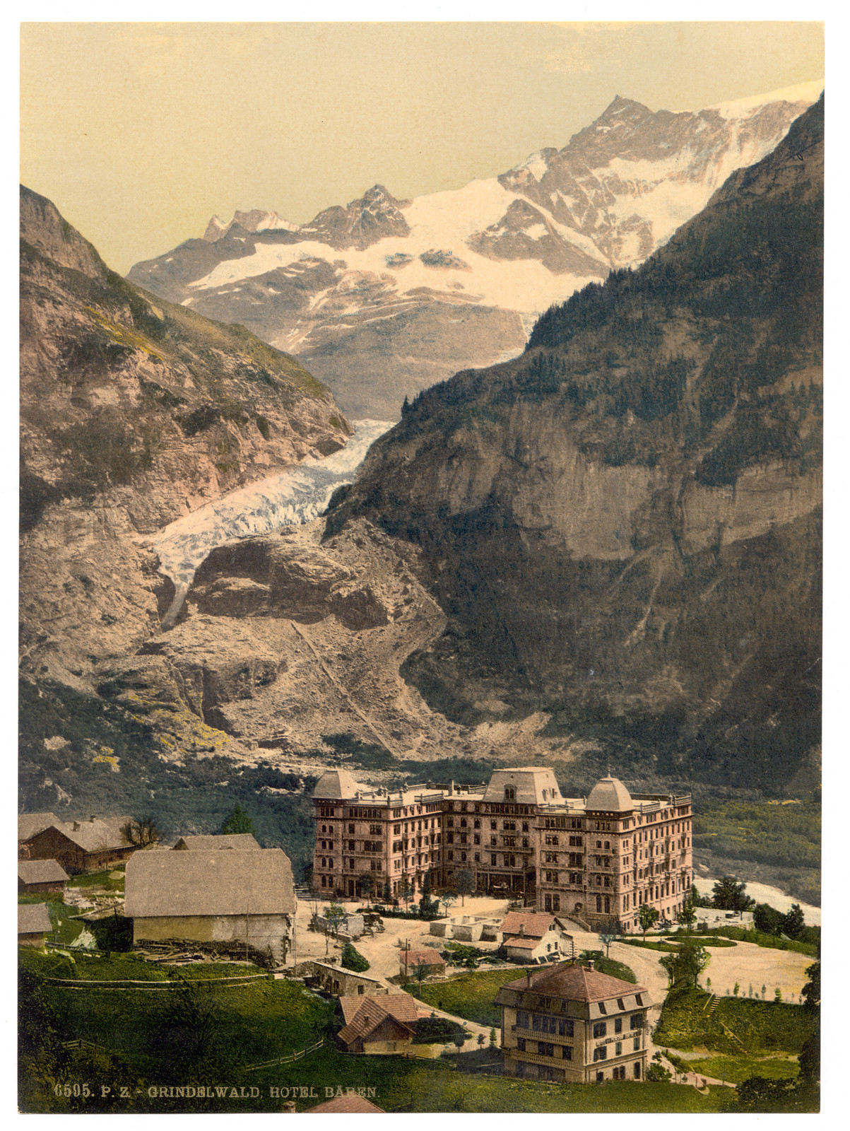 Grindelwald Bear Hotel and glacier Bernese Oberland Switzerland, [between ca. 1890 and ca. 1900]. — historic print