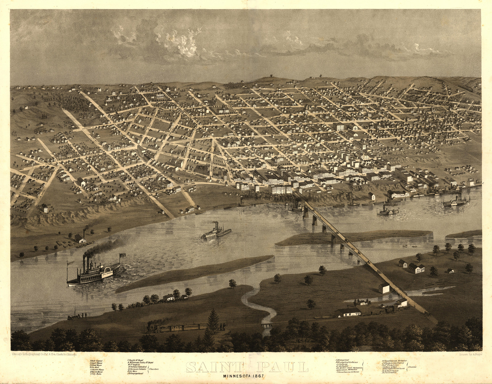 St. Paul, Minnesota, 1867, 1867 — antique map
