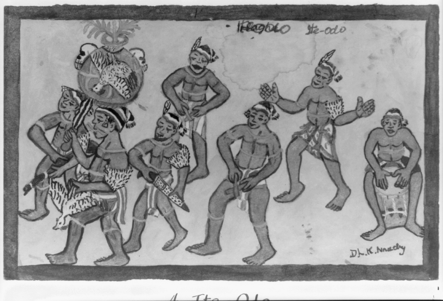 Antique Photo Print - Watercolor painting by the Nigerian artist D.L.K (1) — historic print