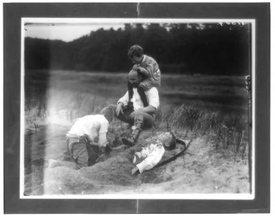 Theo. Roosevelt's children romping in the sand, Sagamore Hill