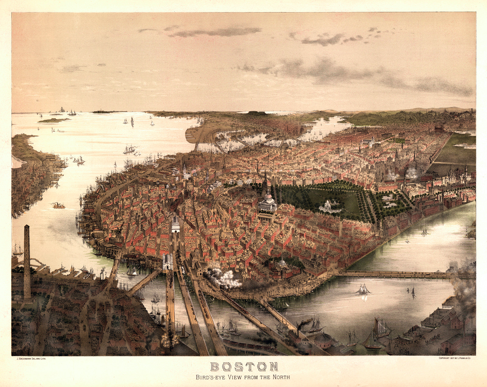 Boston, Massachusetts, 1877, 1877 — antique map