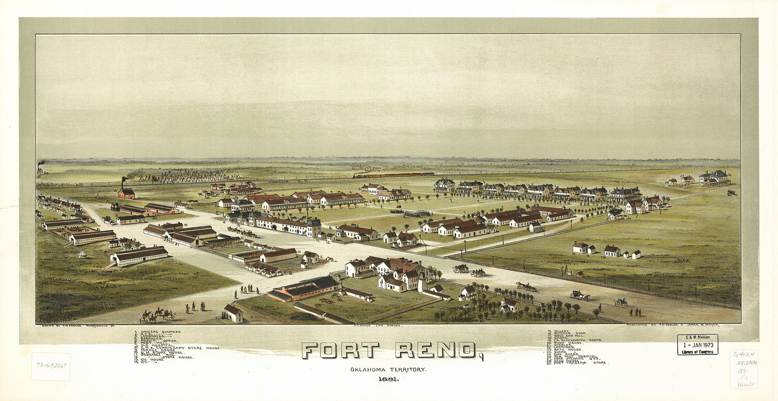 Fort Reno, Oklahoma, 1891, 1891 — antique map
