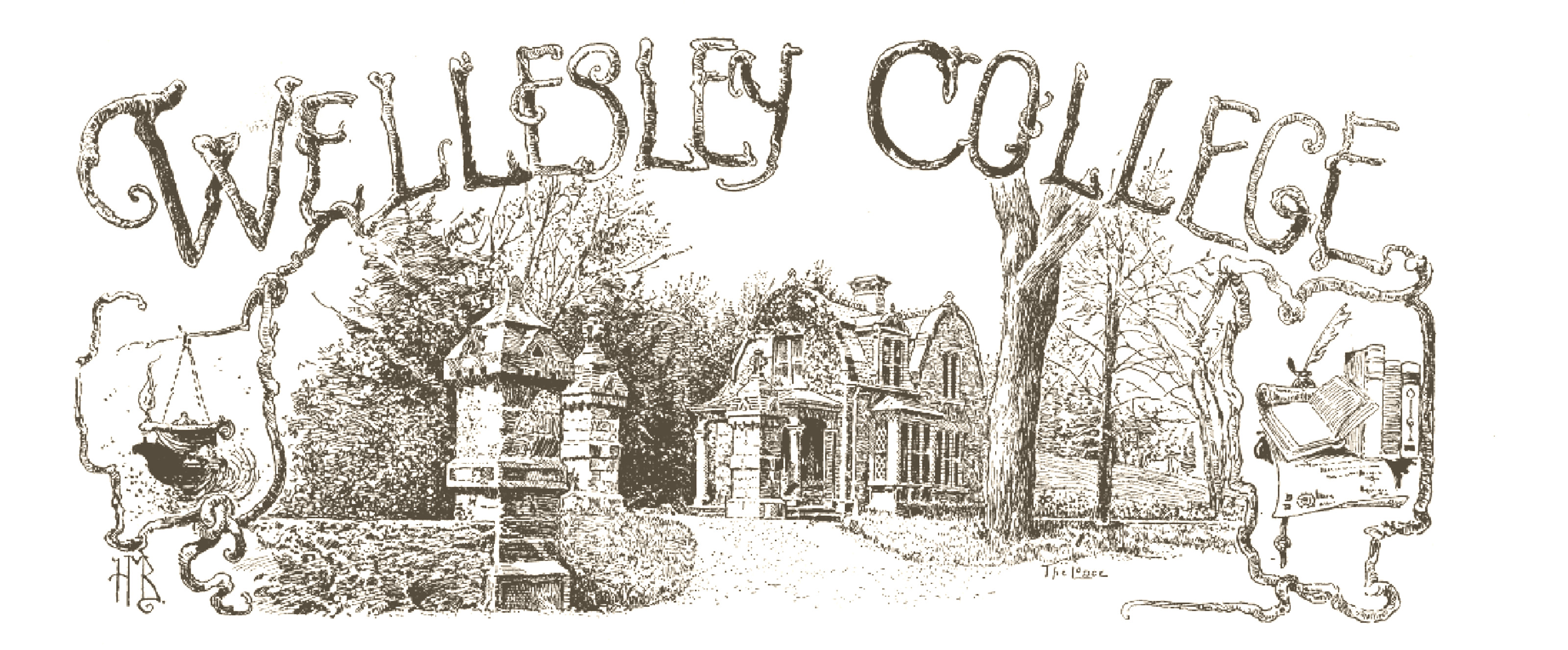 Wellesley College From New England Magazine 1892, Massachusetts — antique map