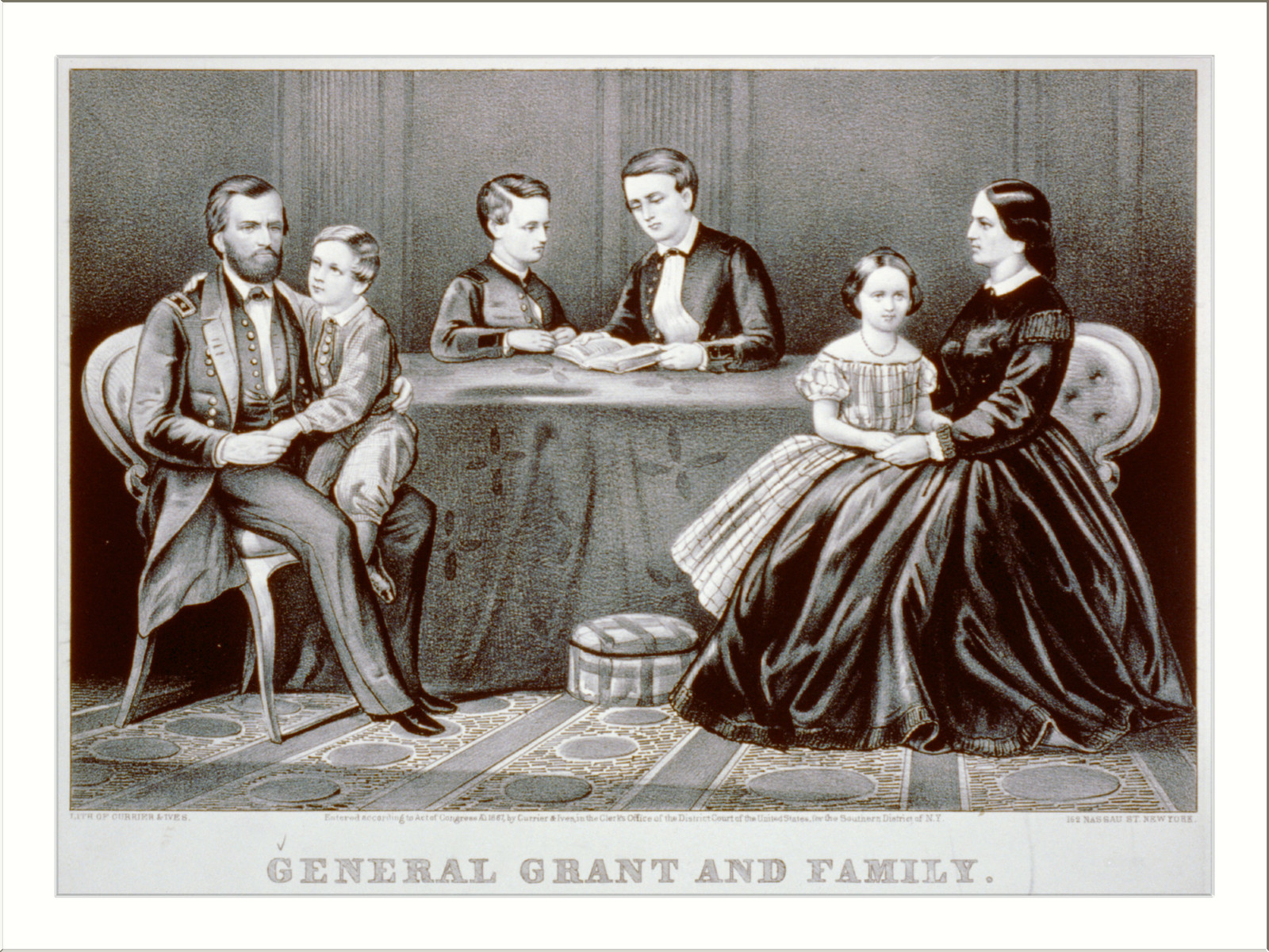 General Grant and family, New York : Published by Currier & Ives, c1867. — antique lithograph