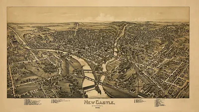 Bird's-eye view of New Castle, Pennsylvania, 1896