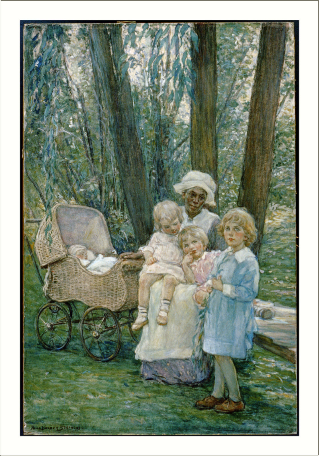 [Group of children in my garden at Rose Valley] — historic drawing