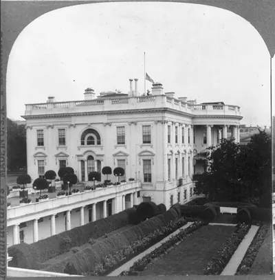 The White House, flag at half mast while President Harding's body was lying in state