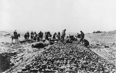 Bau der Ḥigâzbahn, Beschotterung des Bahnkörpers, 1906