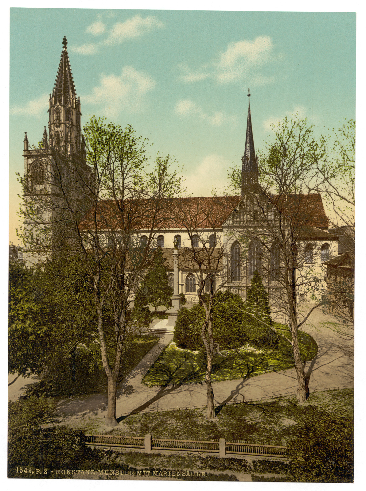 The Cathedral and Column of Mary Constance (i.e. Konstanz) Baden Germany, [between ca. 1890 and ca. 1900]. — historic print