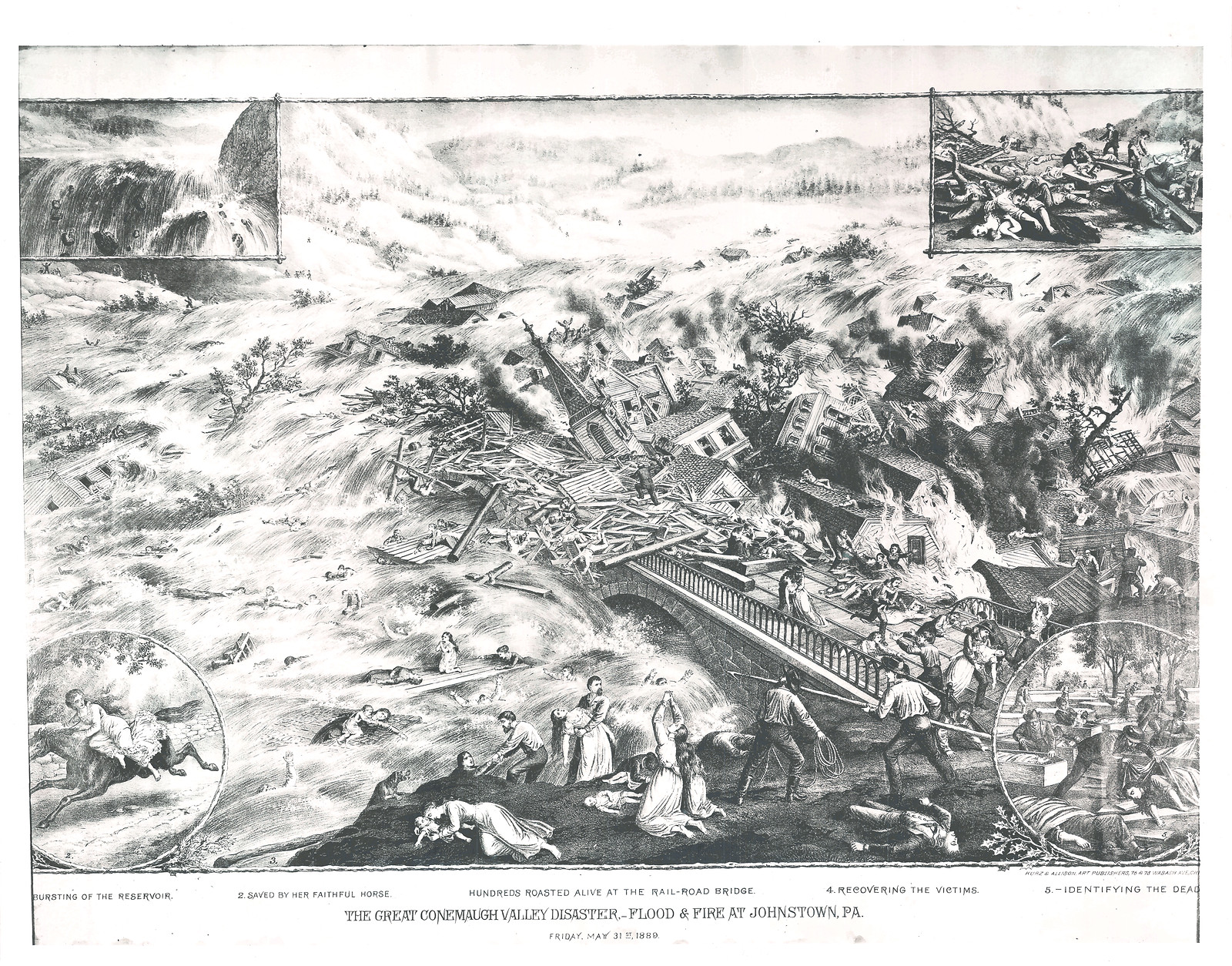 Johnstown Flood Great Conemaugh Valley Disaster C, Pennsylvania — antique map