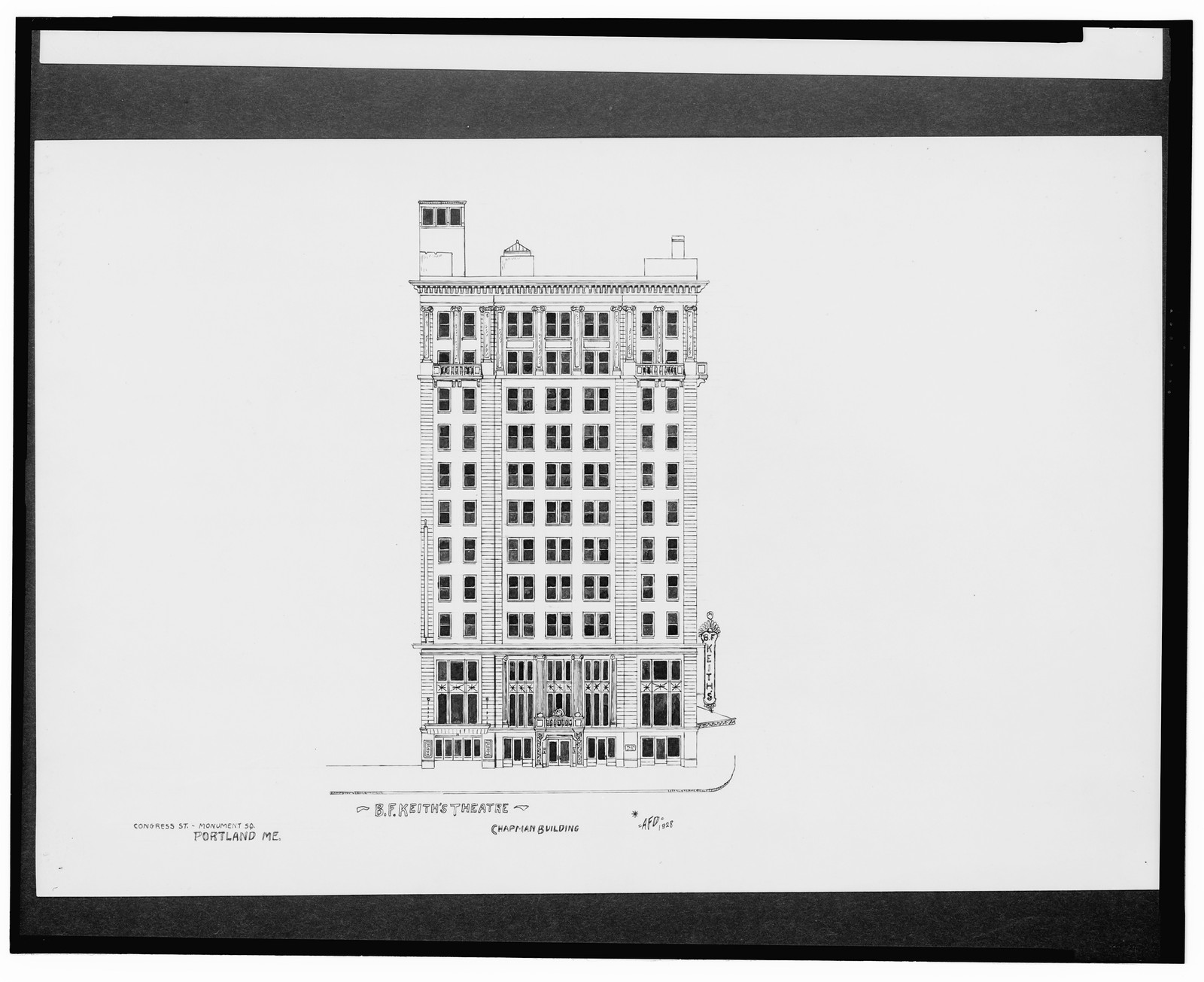[B.F. Keith's Theatre and Chapman Building, Congress St. at Monument Square, Portland, Maine] / AFD 1928., And Engineering (ADE) Drawings — vintage poster