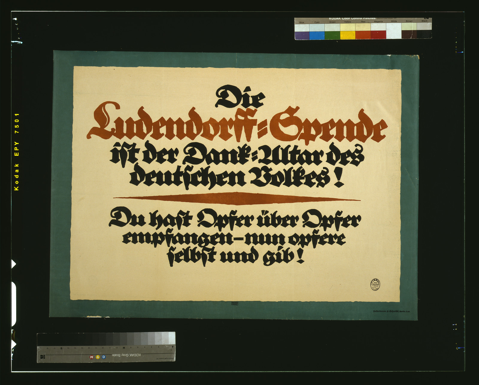 Die Ludendorff-Spende ist der Dank-Altar das deutschen Volkes! / Bernhard. — vintage poster