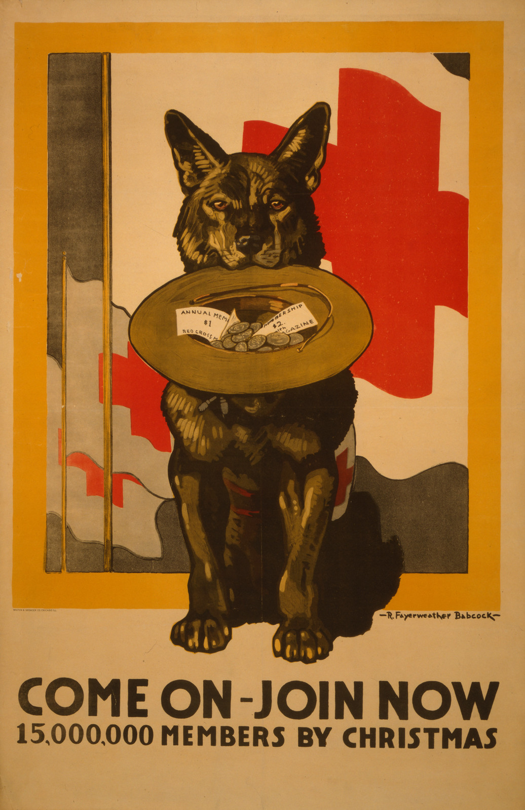 Come on - Join now 15,000,000 members by Christmas / R. Fayerweather Babcock ; Walton & Spencer Co., Chicago, Ill., 1917 — historic image