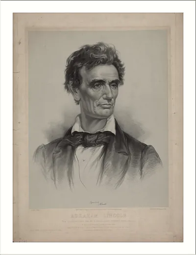 Abraham Lincoln lithograph portrait, head and shoulders