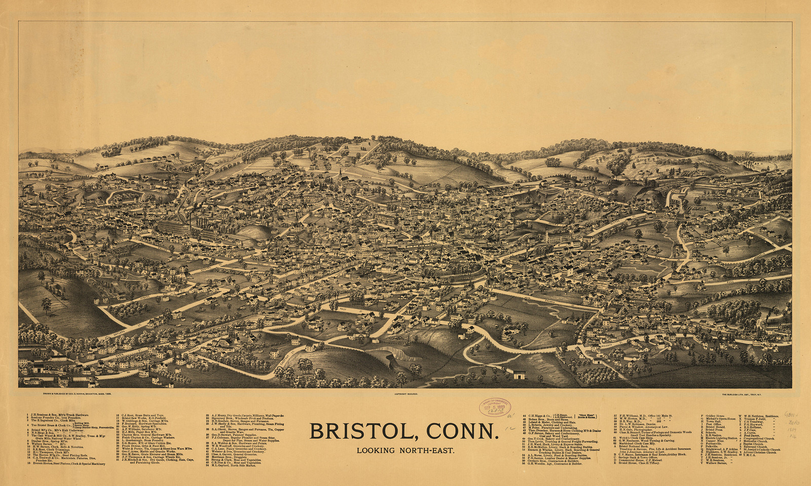 Bristol, Connecticut, 1889, 1889 — antique map
