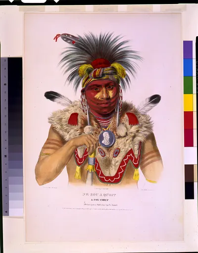 Ne-Sou-A Quoit, a Fox chief / Painted by C.B. King ; on stone by A Newsam ; Lehman & Duval lith.