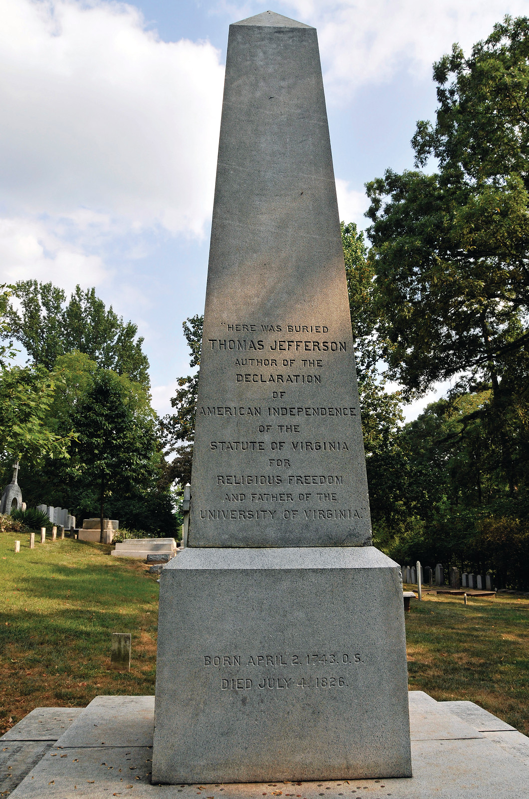 Jefferson's Grave (and Interesting Obit) — historic image
