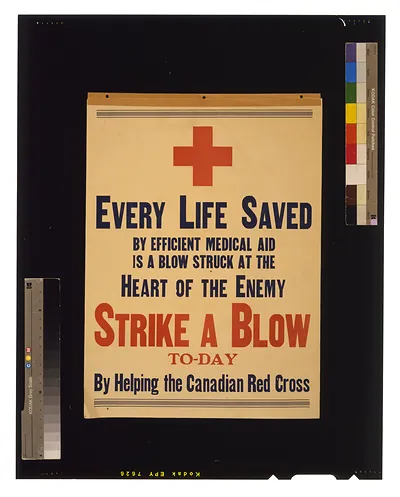 Every life saved by efficient medical aid is a blow struck at the heart of the enemy. Strike a blow to-day by helping the Canadian Red Cross