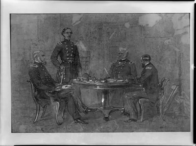 [General Scott giving orders to his aides for the advance of the Grand Army]