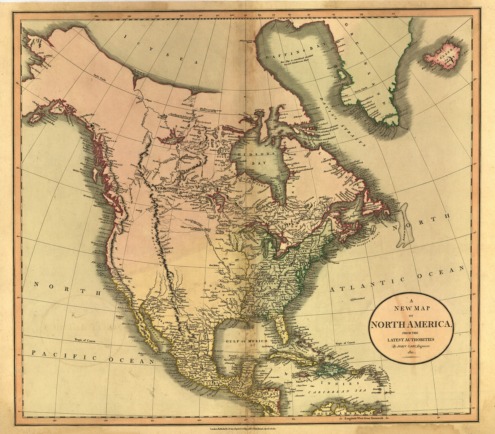 A New Map of North America from the Latest Authorities — antique map