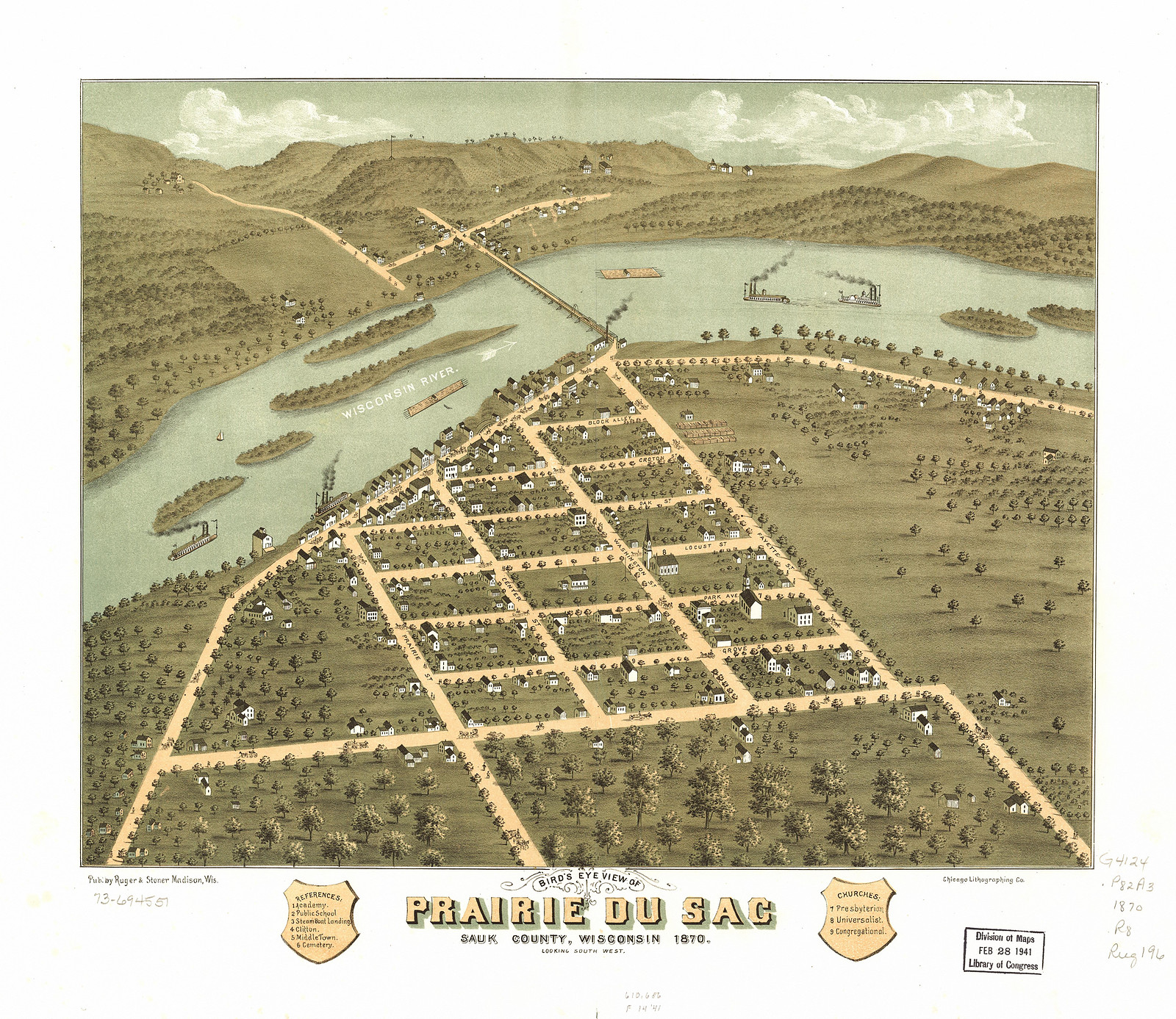 Prairie du Sac, Wisconsin, 1870, 1870 — antique map
