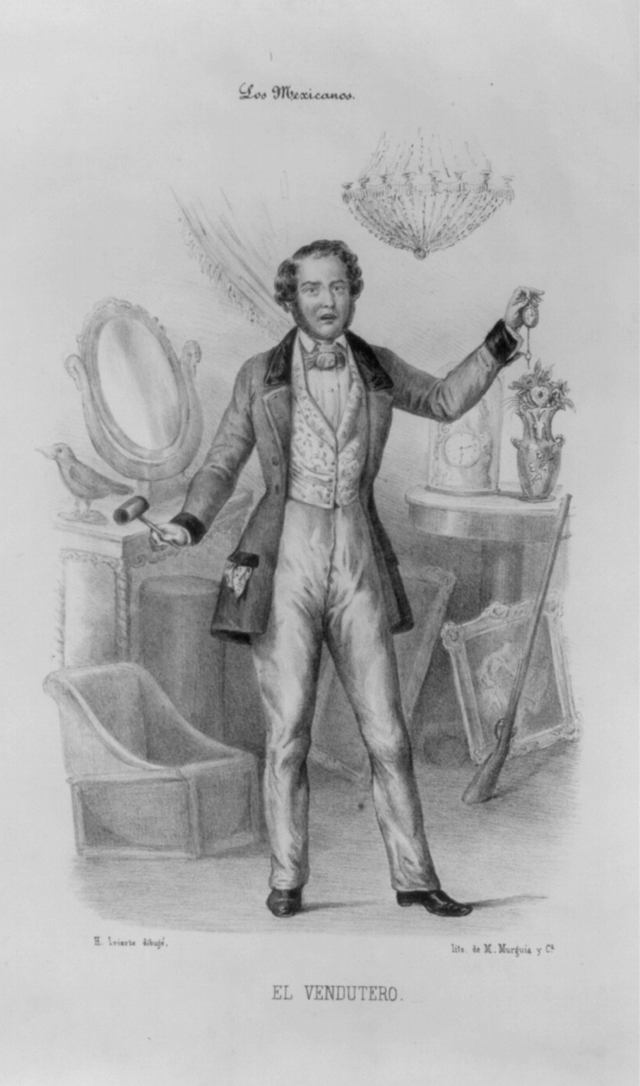 El vendutero, 1855 — antique lithograph