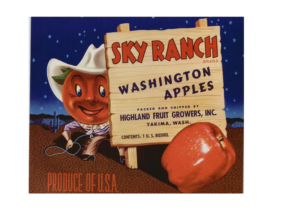 Sky Ranch Washington Apples crate label — historic image