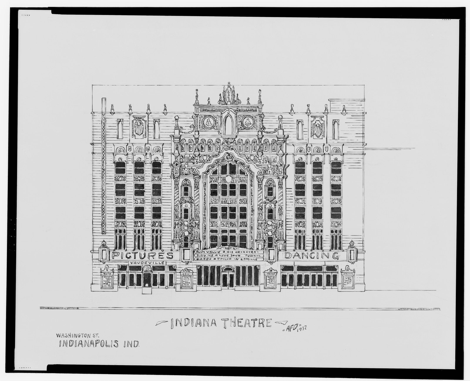 [Indiana Theatre, Washington St., Indianapolis, Indiana] / AFD 1937., And Engineering (ADE) Drawings — vintage poster