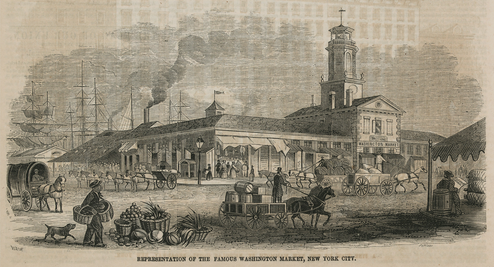 Representation of the Famous Washington Market, New York City — historic image
