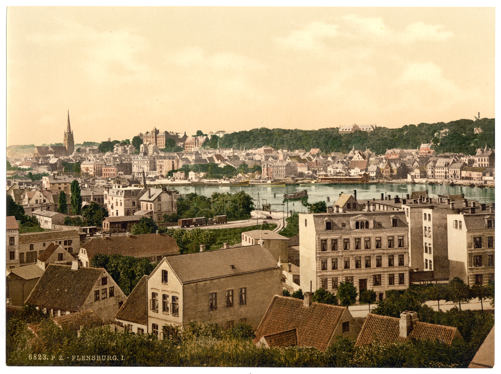 Flensburg view from Ballastberg I. Schleswig-Holstein Germany, [between ca. 1890 and ca. 1900]. — historic print