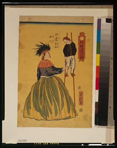 Gaikokujin yuko no zu - Amerika nyoninTITLE TRANSLATION:Amusements of foreigners - American woman.
