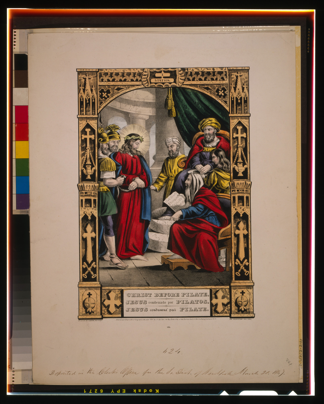 Christ before Pilate / Jesus Condenado por Pilatos / Jesus Condamné par Pilate, [New York] : N. Currier, 1847. — antique lithograph