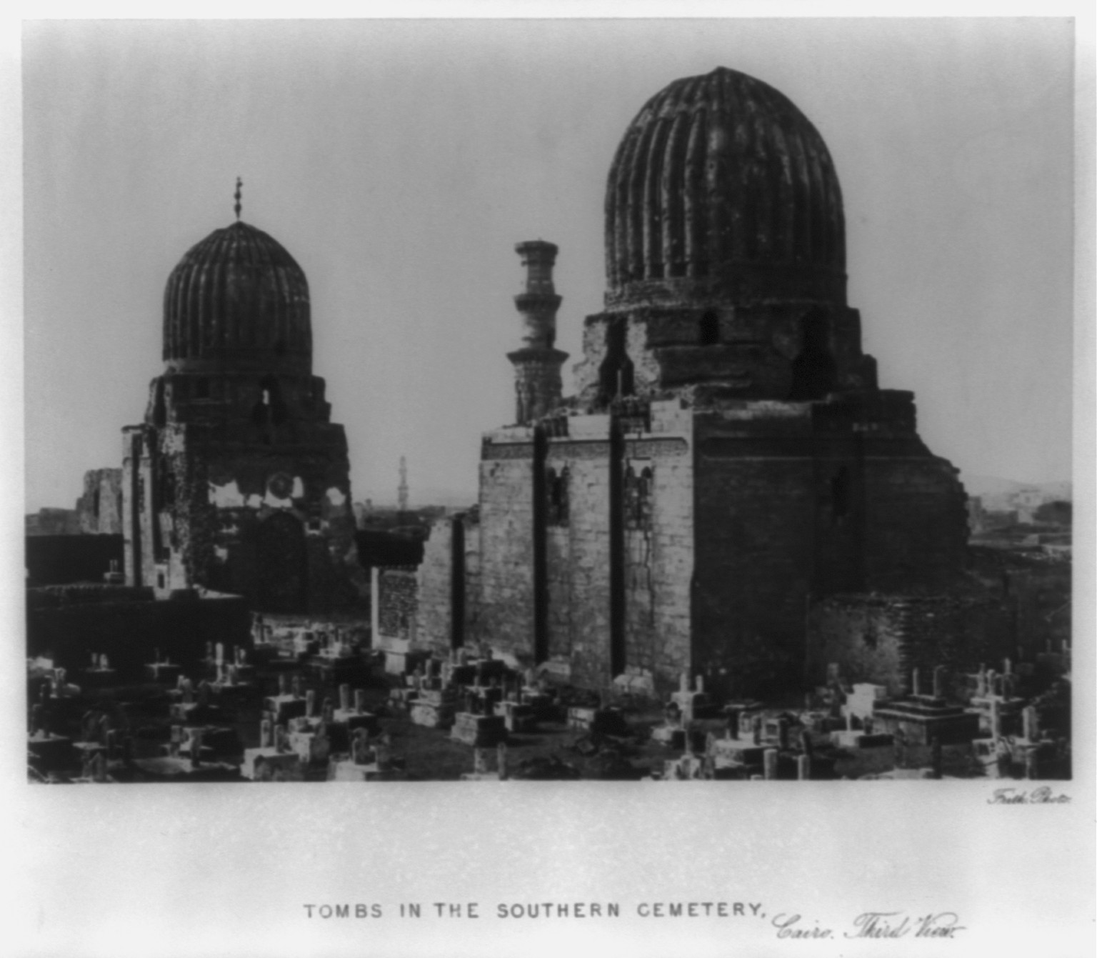 Tombs in the southern cemetery, Cairo, 1857 — historic photograph