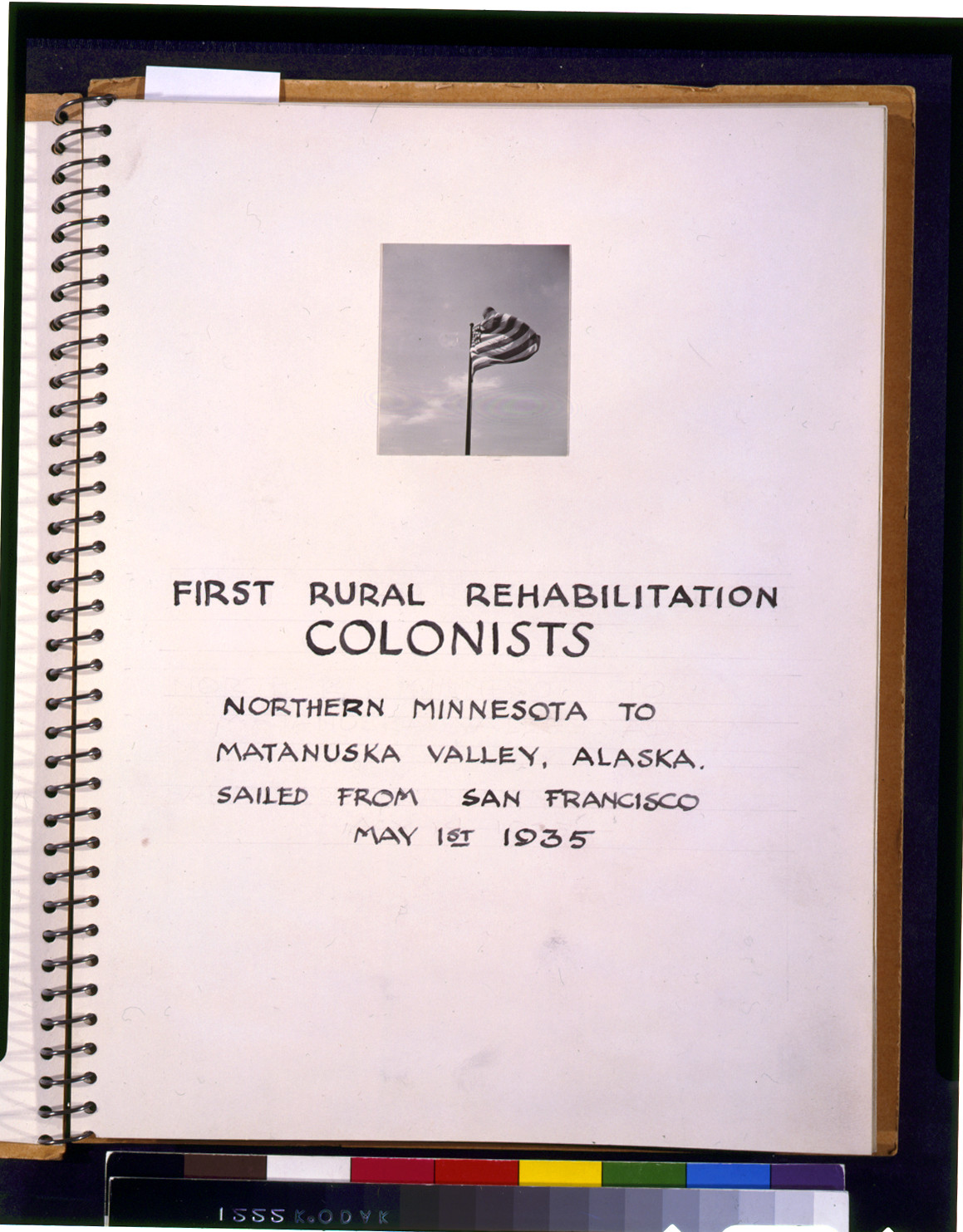 [Title page including photographic print of American flag], [1935 May] — historic photograph