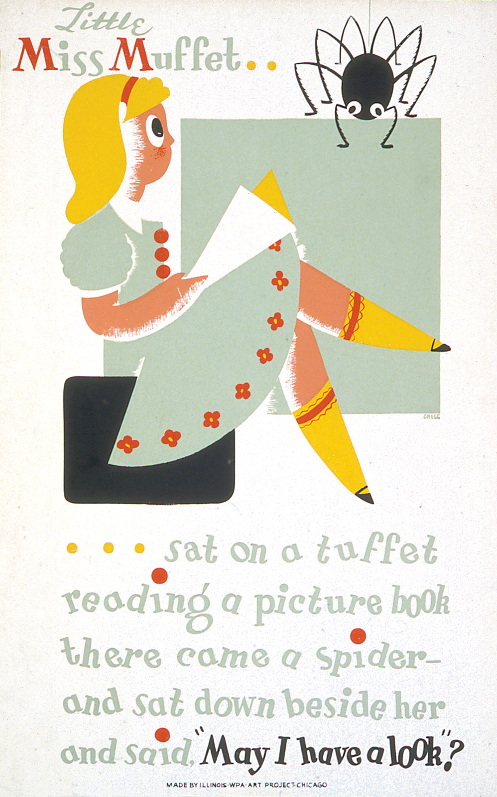 Little Miss Muffet ... Reading a Picture Book, c. 1936-1940 — vintage poster