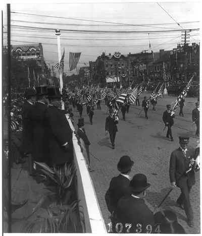 President Theodore Roosevelt, reviewing parade on McKinley Memorial Day, Canton, Ohio, Sept. 30, 1907