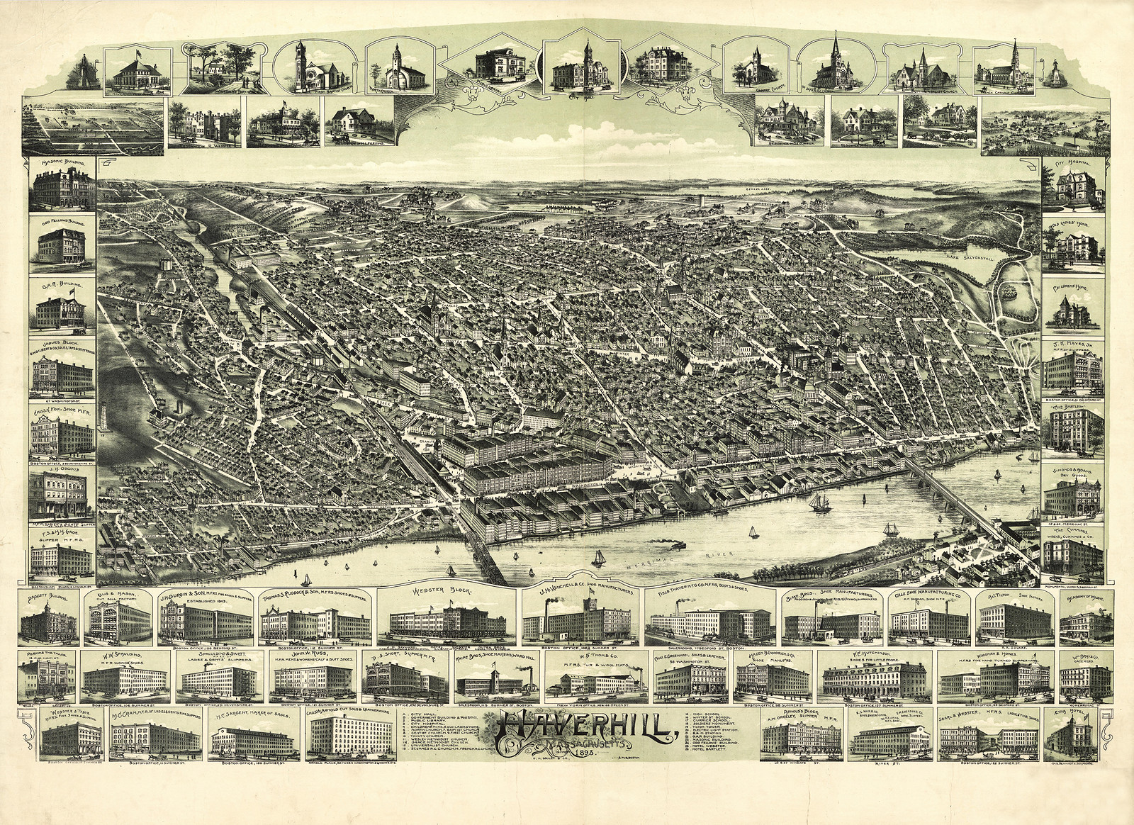 Haverhill, Massachusetts, 1893, 1893 — antique map