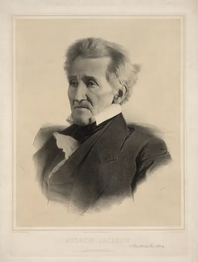 Lithograph portrait of Andrew Jackson, with printed name
