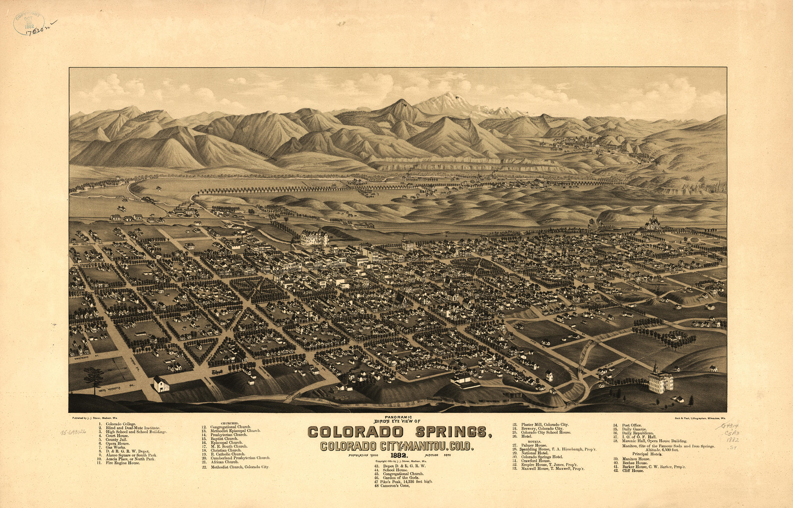Colorado Springs, Colorado, 1882, 1882 — antique map