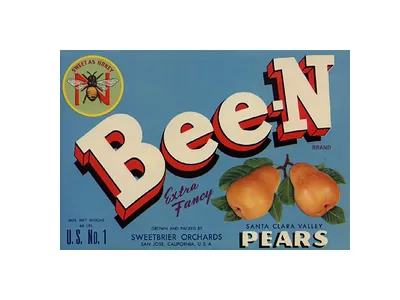 Bee-N Brand Santa Clara Valley Pears Crate Label