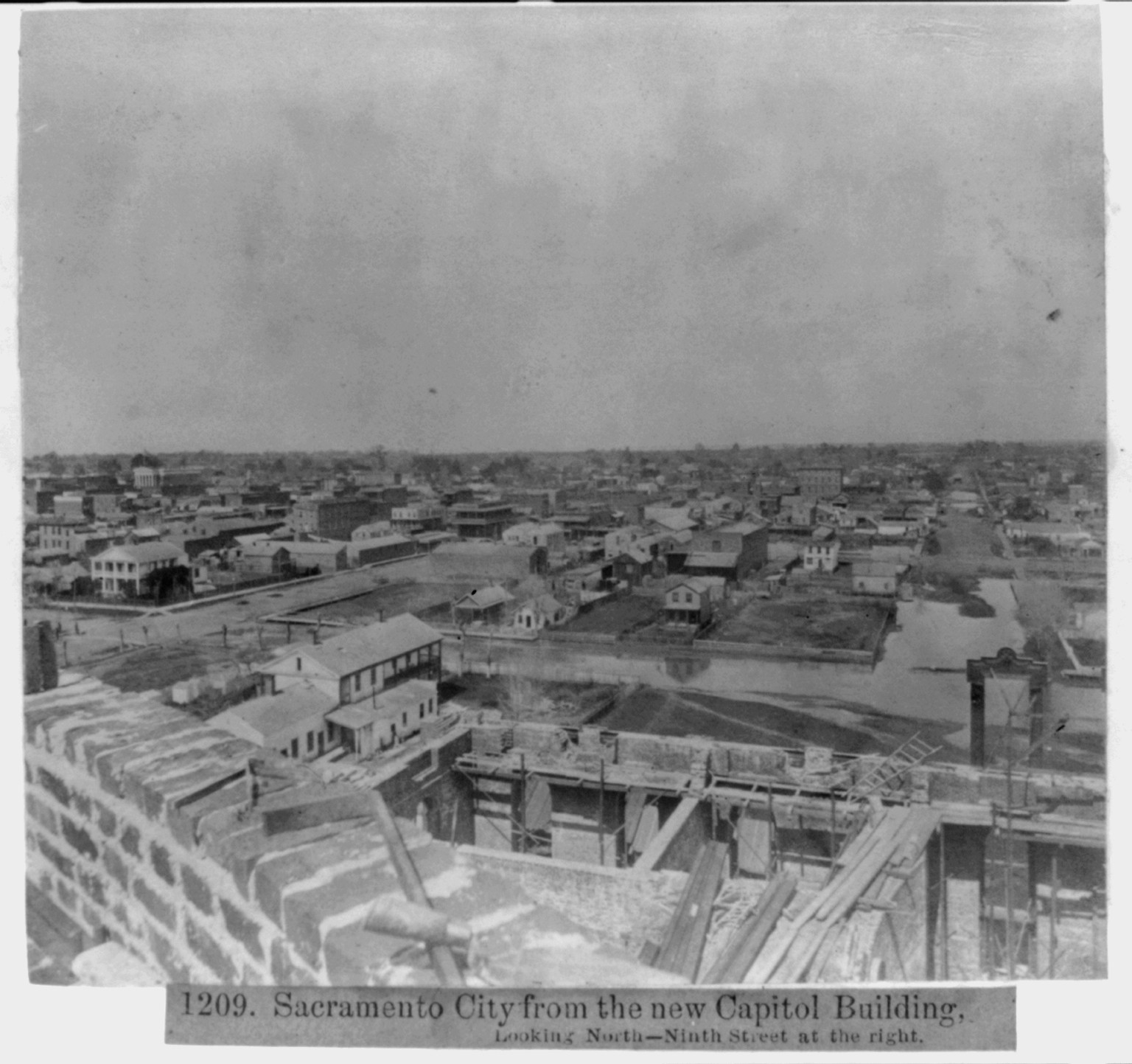 Sacramento City from the new Capitol Bldg. looking North-- 9th Street at the right., [published 1866] — historic photograph