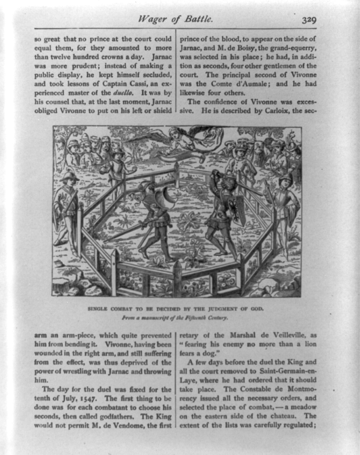 Single combat to be decided by the judgment of God, 1902 July. — antique engraving