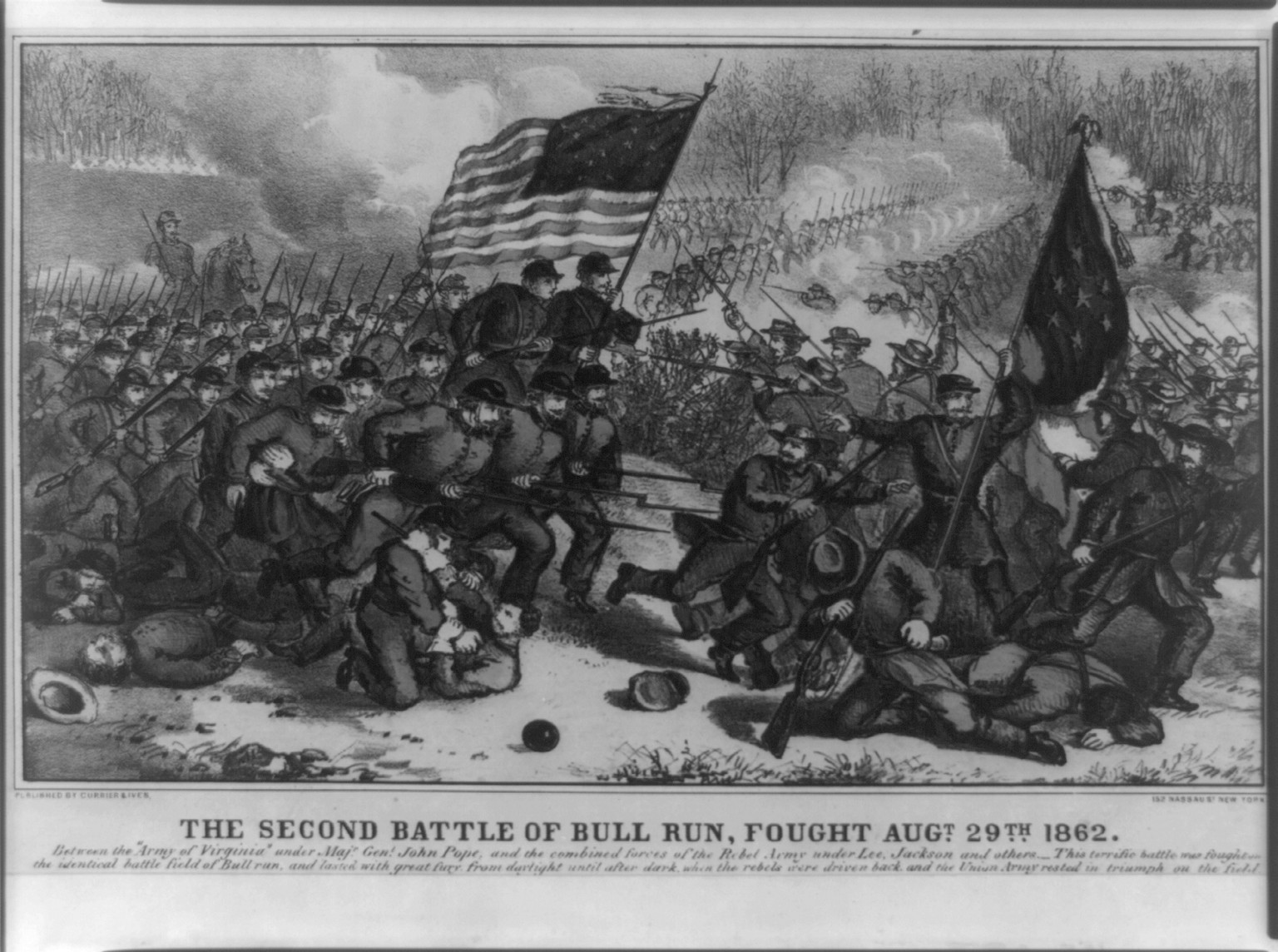 The second battle of Bull Run, fought Augt. 29th 1862., New York : Published by Currier & Ives, [1862?] — antique lithograph