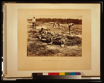 A burial party on the battle-field of Cold Harbor / negative by J. Reekie ; positive by A. Gardner.