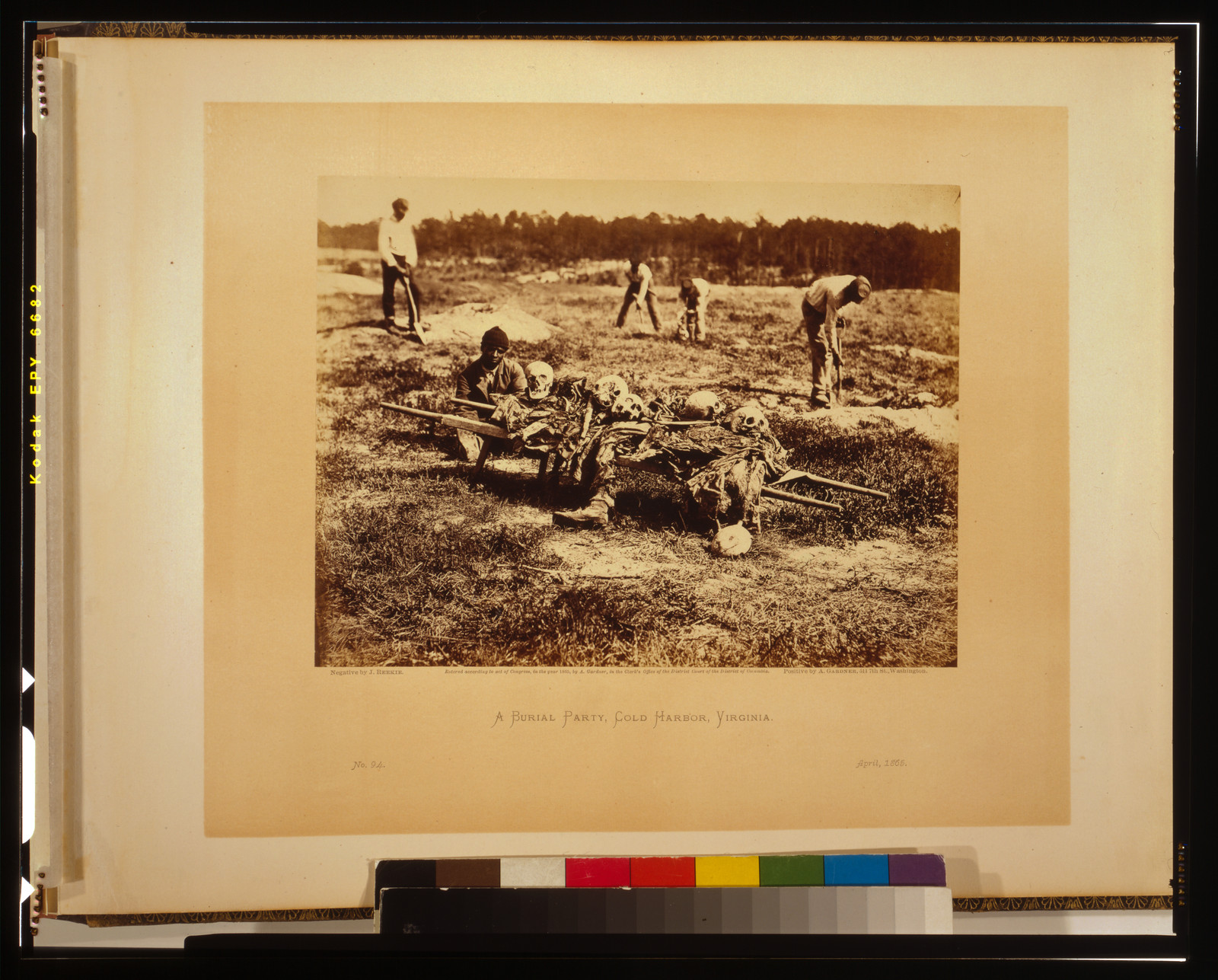 A burial party on the battle-field of Cold Harbor / negative by J. Reekie ; positive by A. Gardner., 1865 April [printed later], c1866. — historic photograph