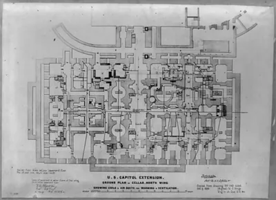U.S. Capitol extension, ground plan of cellar, north wing