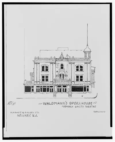 [Terminal Theatre (Proctor's Theatre), Park Place opposite Military Park, and Waldmann's Opera House (Gayety Theatre), Market St. and Halsey St., Newark, New Jersey] / AFD 1935.