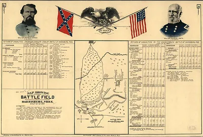 Map showing the battle field at Harrisburg, Miss., 1864