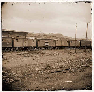 Chattanooga Tennessee. Federal cavalry guarding railroad depot